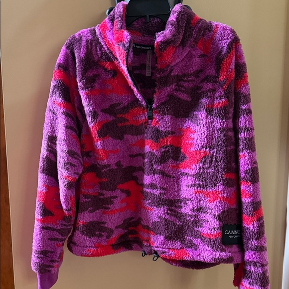 Calvin Klein Performance Purple and Red Camo Fleece Top - Picture 3 of 7